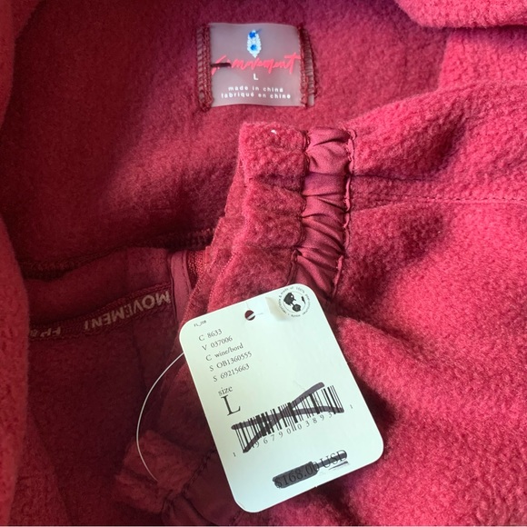 Free People Movement She’s All That Fleece Drawstring Zippered Pink Wine Size L - Picture 7 of 7